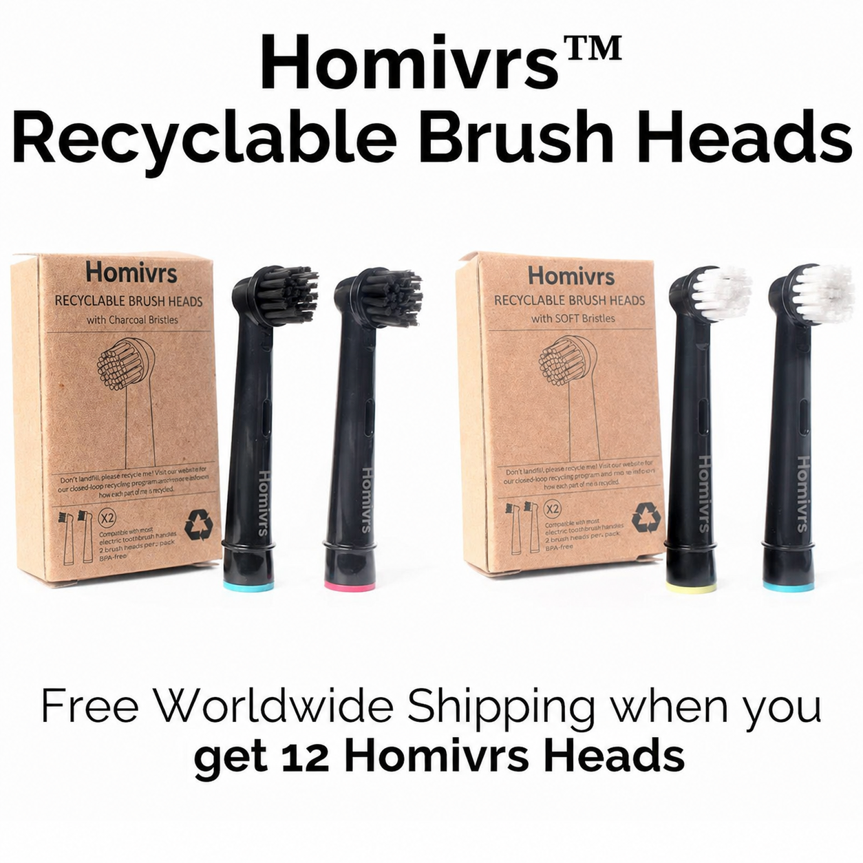 HomivrsRecyclable Toothbrush Heads - RARE OFFER
