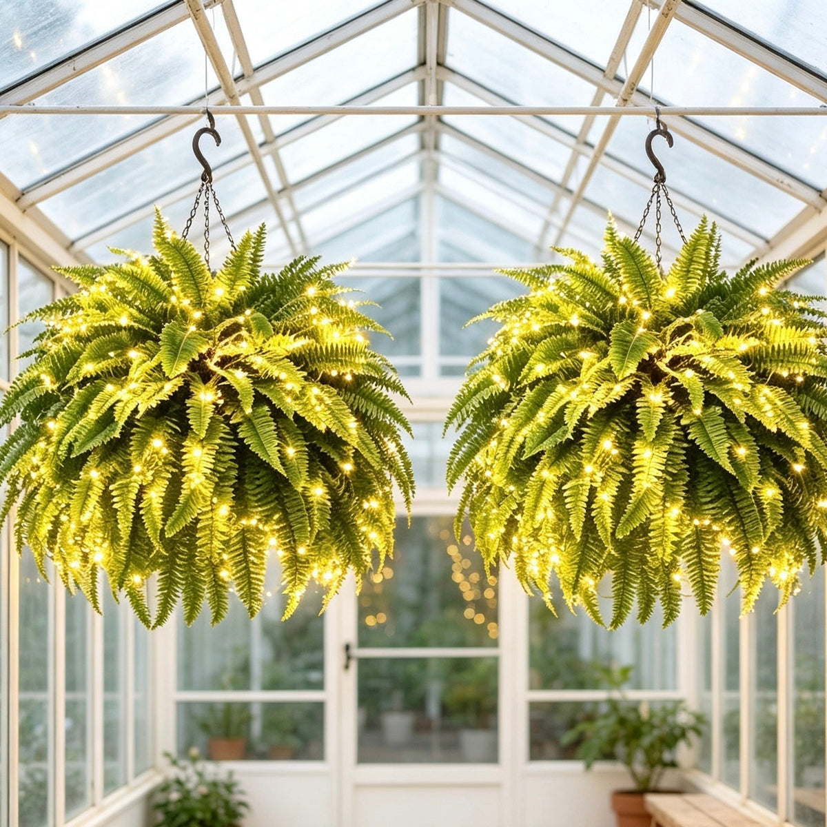 Glowing Boston Ferns with Lights – Zero Watering, Zero Maintenance