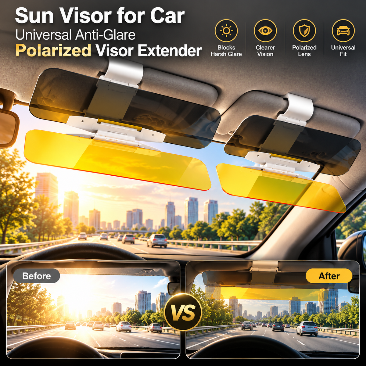 🚗Sun Visor for Car Universal Anti-Glare Polarized Visor Extender